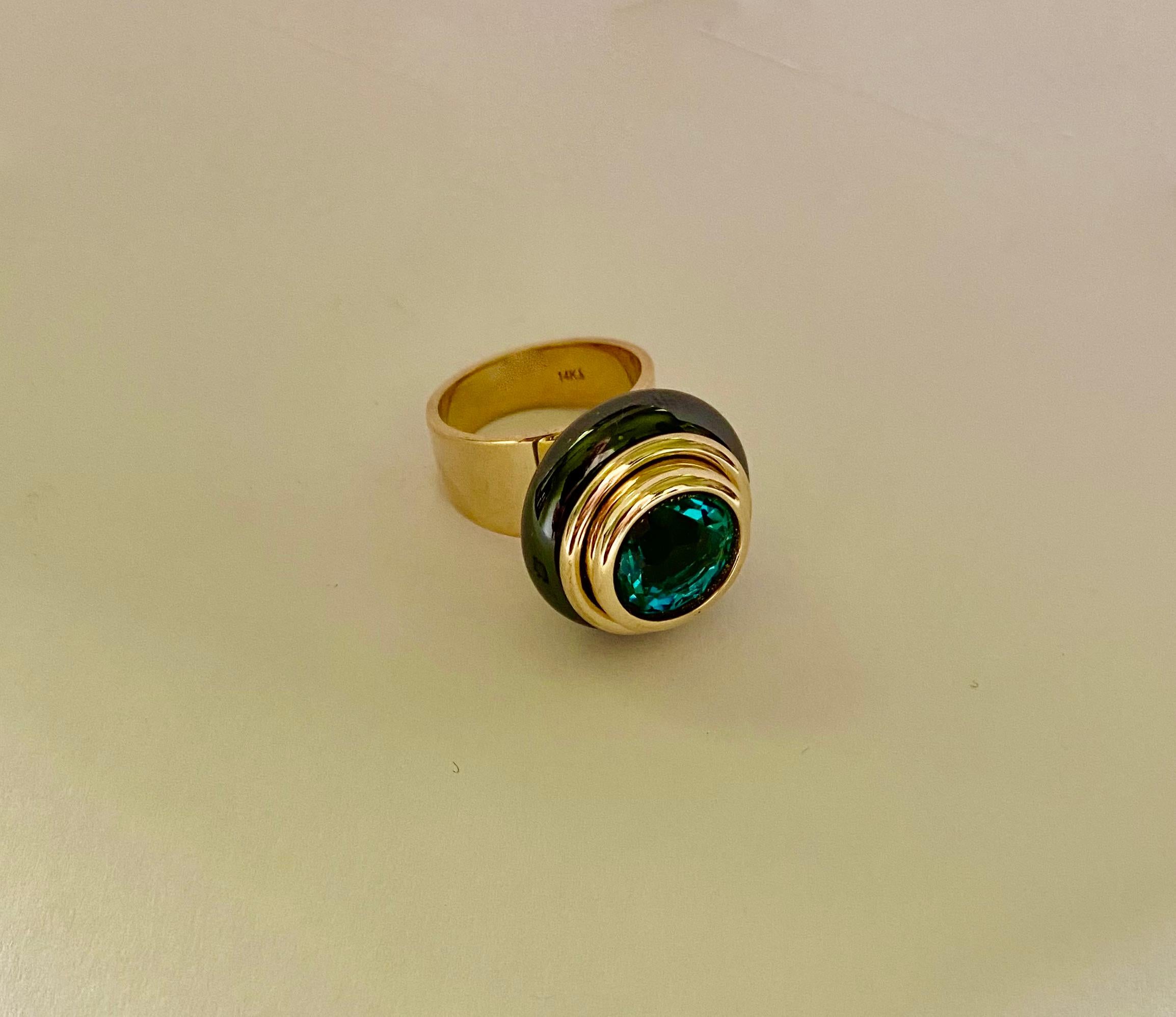 Michael Kneebone Topacio azul/verde Jade negro Anillo de cóctel informal en venta 3