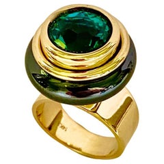 Michael Kneebone Blue/Green Topaz Black Jade Casual Cocktail Ring