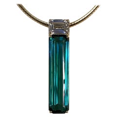 Michael Kneebone Blue/Green Topaz Silver Sapphire Plinth Pendant