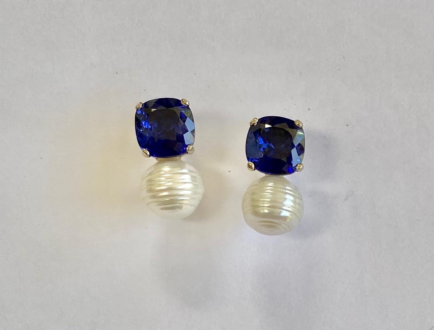 Michael Kneebone Blue Sapphire Paspaley South Seas Pearl Drop Earrings 3