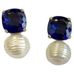 Michael Kneebone Blue Sapphire Paspaley South Seas Pearl Drop Earrings