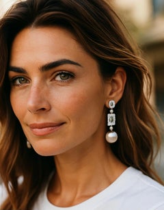 Michael Kneebone Blue Spinel South Seas Pearl Sapphire Diamond Dangle Earrings