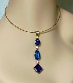 Michael Kneebone Blue Topaz Apatite Iolite Diamond Stiletto Pendant