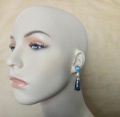 Michael Kneebone Blue Topaz Briolette Aquamarine Dangle Earrings