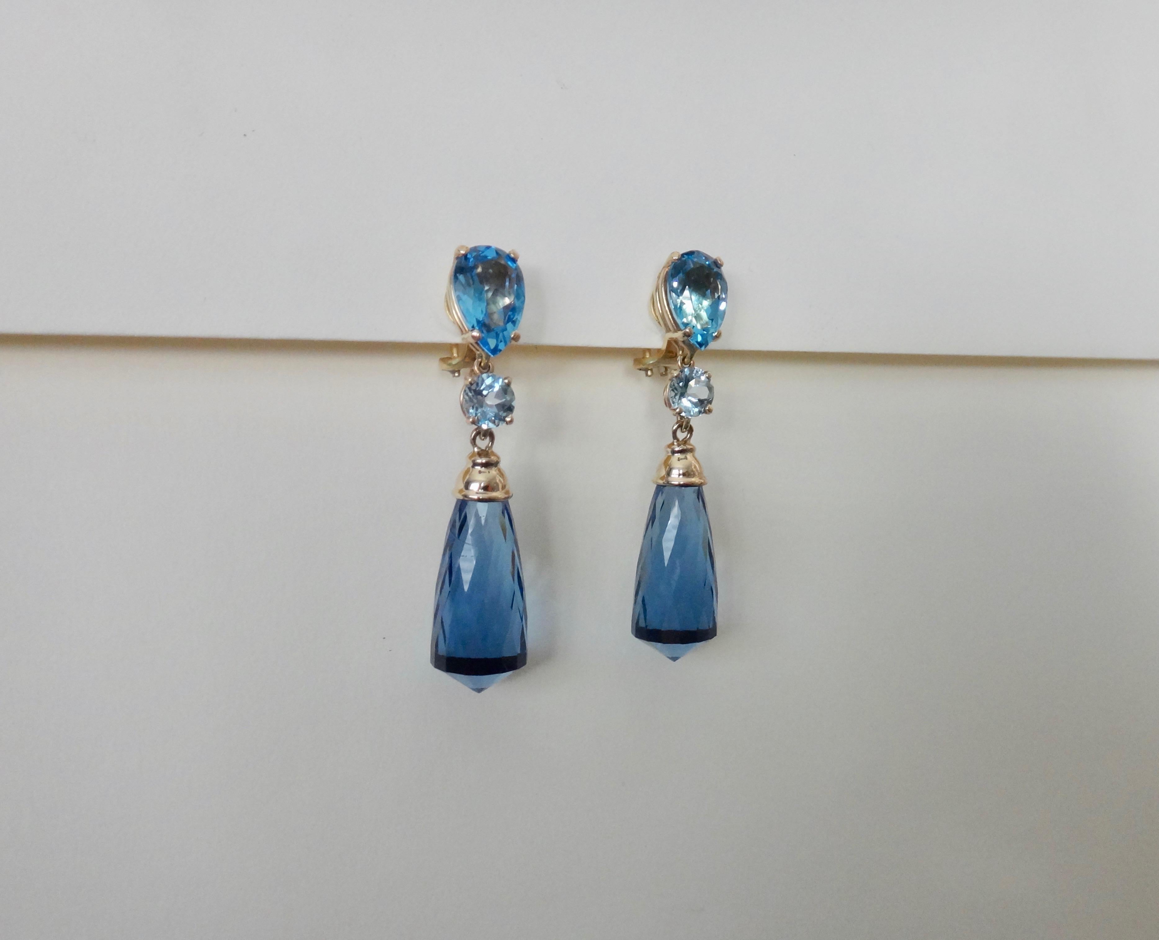 Women's Michael Kneebone Blue Topaz Briolette Aquamarine Dangle Earrings
