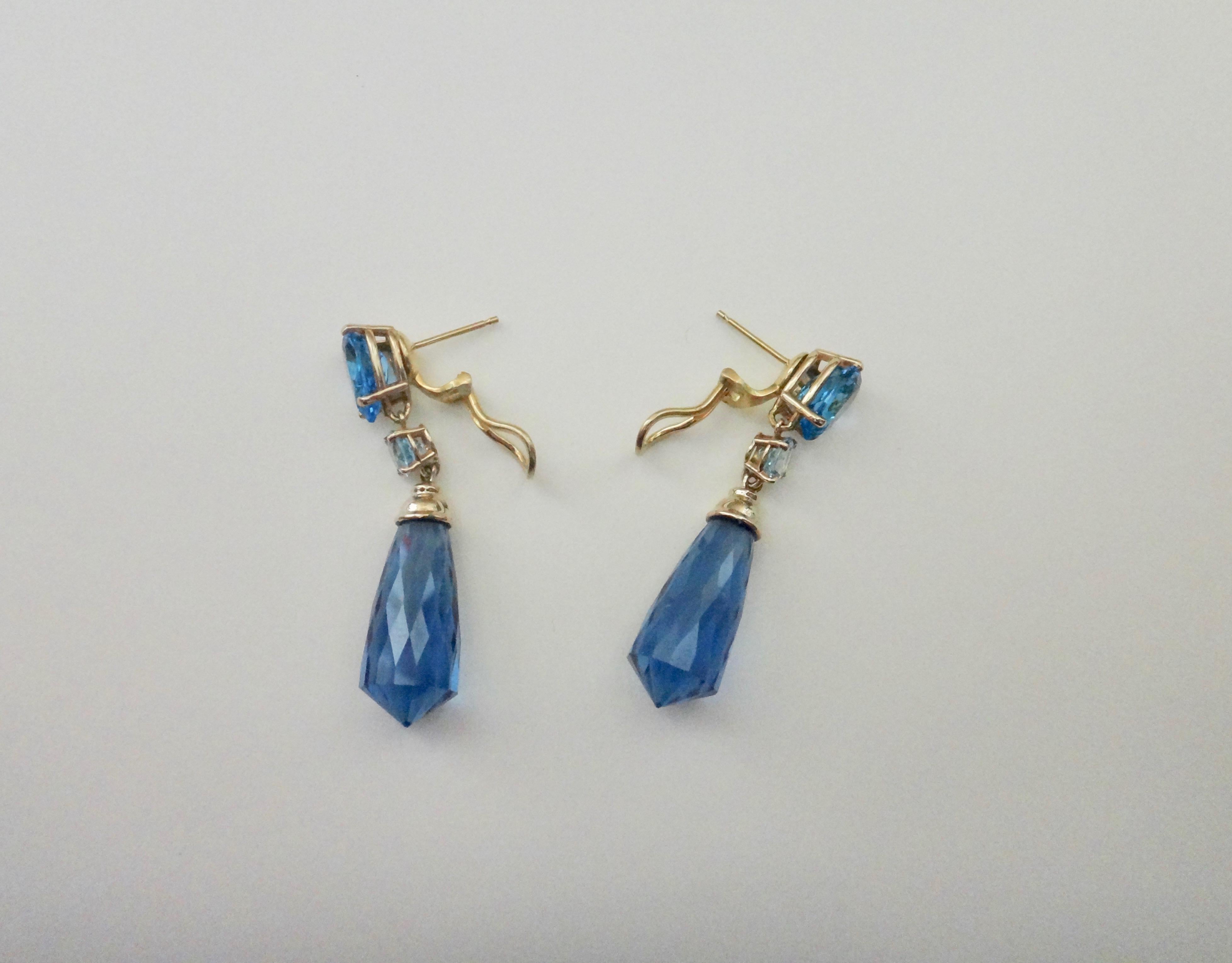 Michael Kneebone Blue Topaz Briolette Aquamarine Dangle Earrings 2