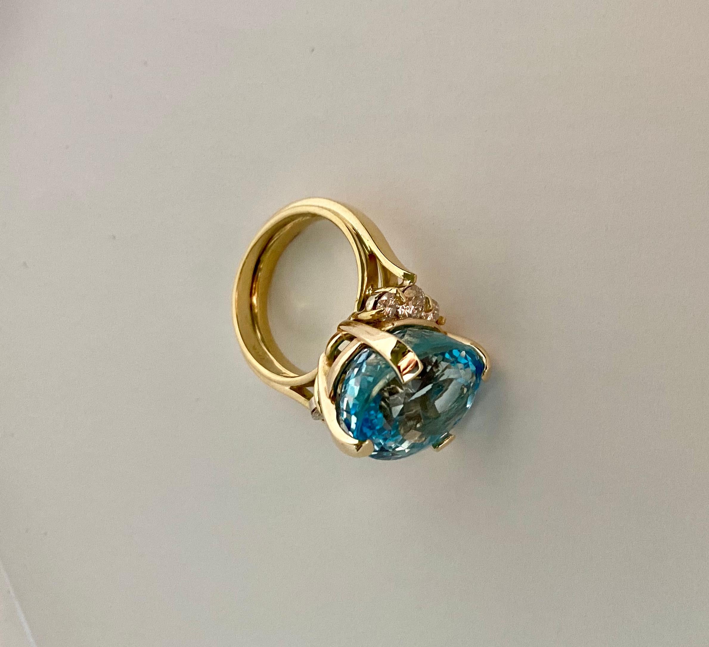 Michael Kneebone Blue Topaz Diamond Cocktail Ring For Sale 5