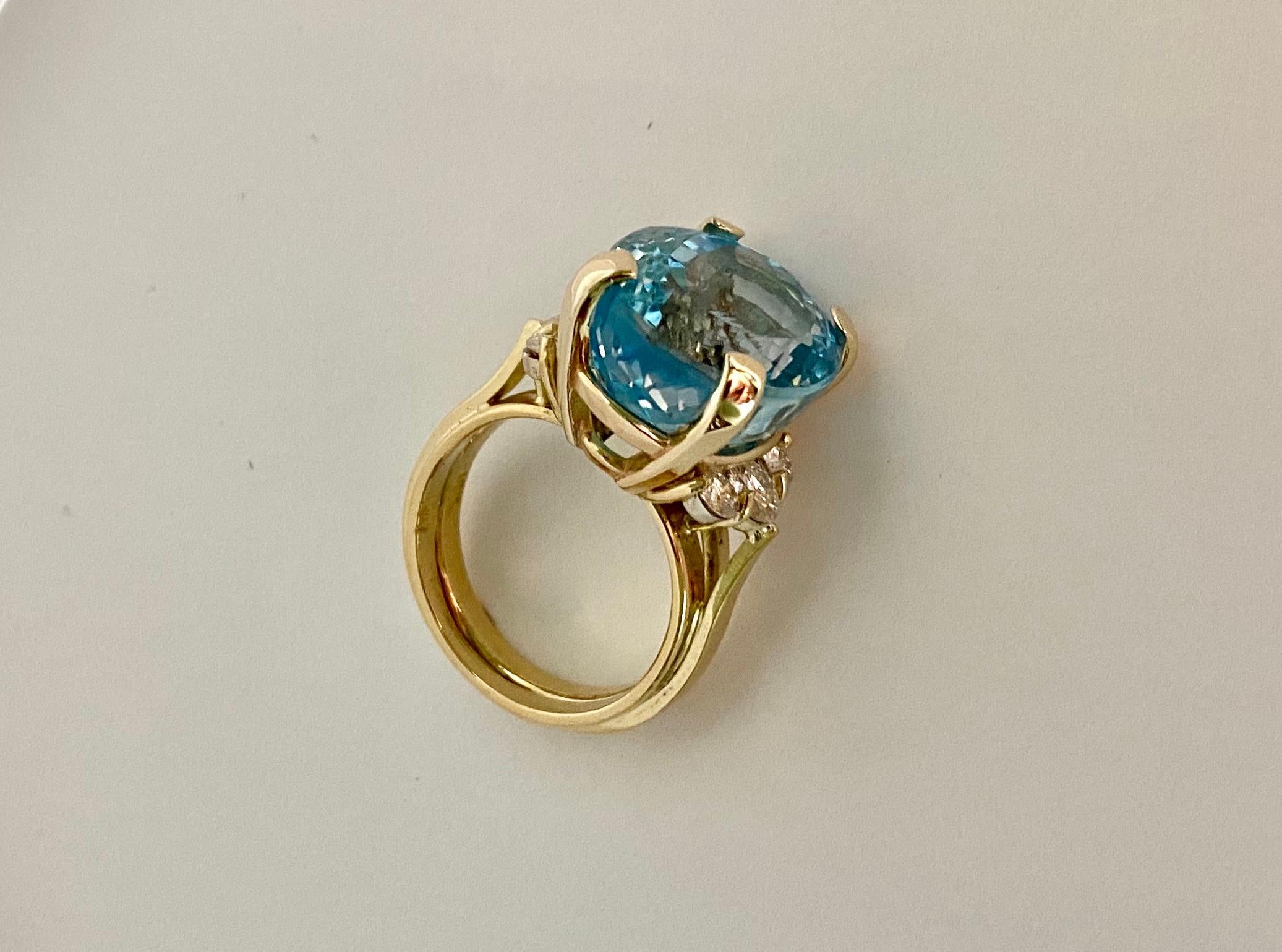 Michael Kneebone Blue Topaz Diamond Cocktail Ring In Excellent Condition For Sale In Austin, TX