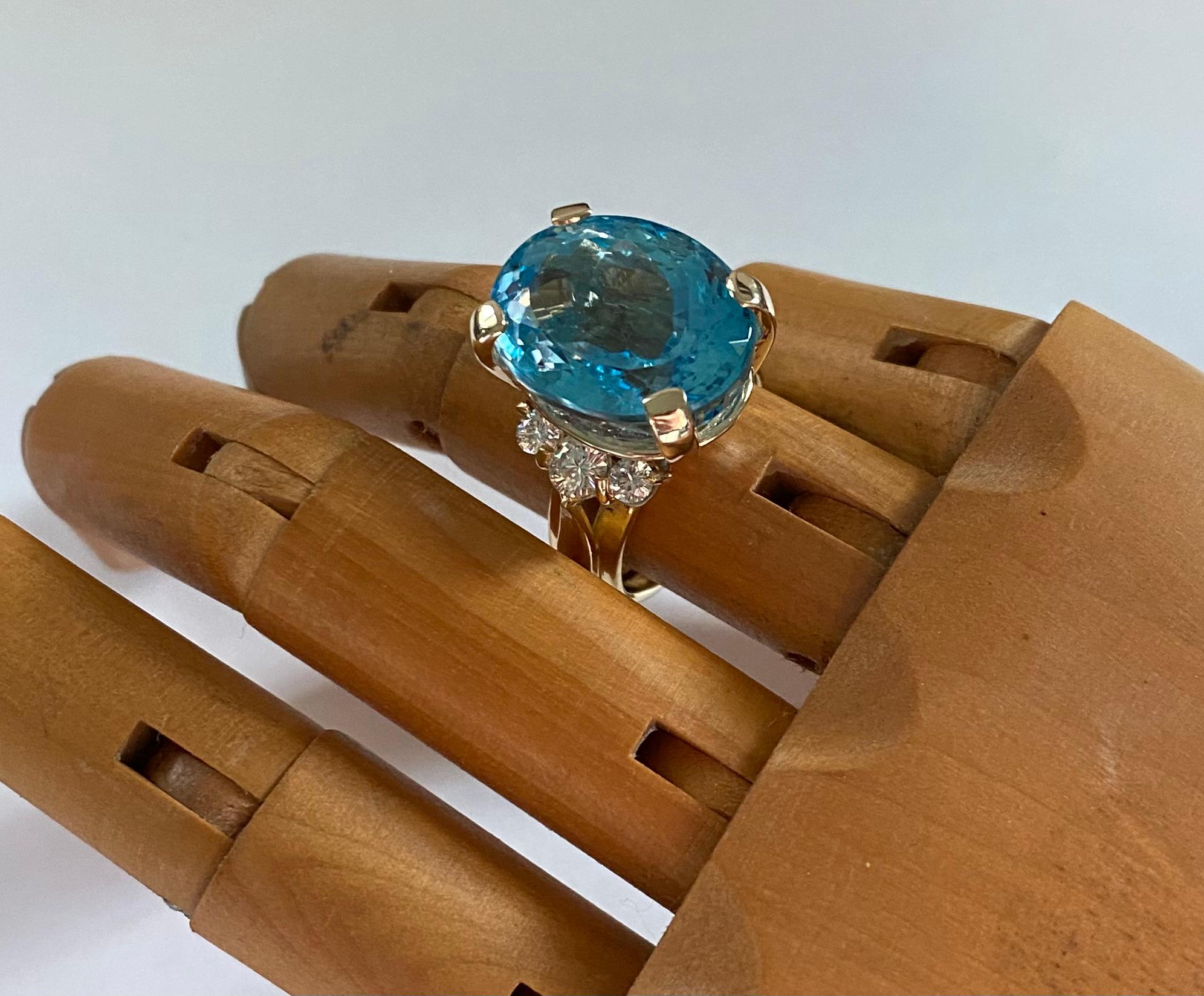 Women's Michael Kneebone Blue Topaz Diamond Cocktail Ring For Sale