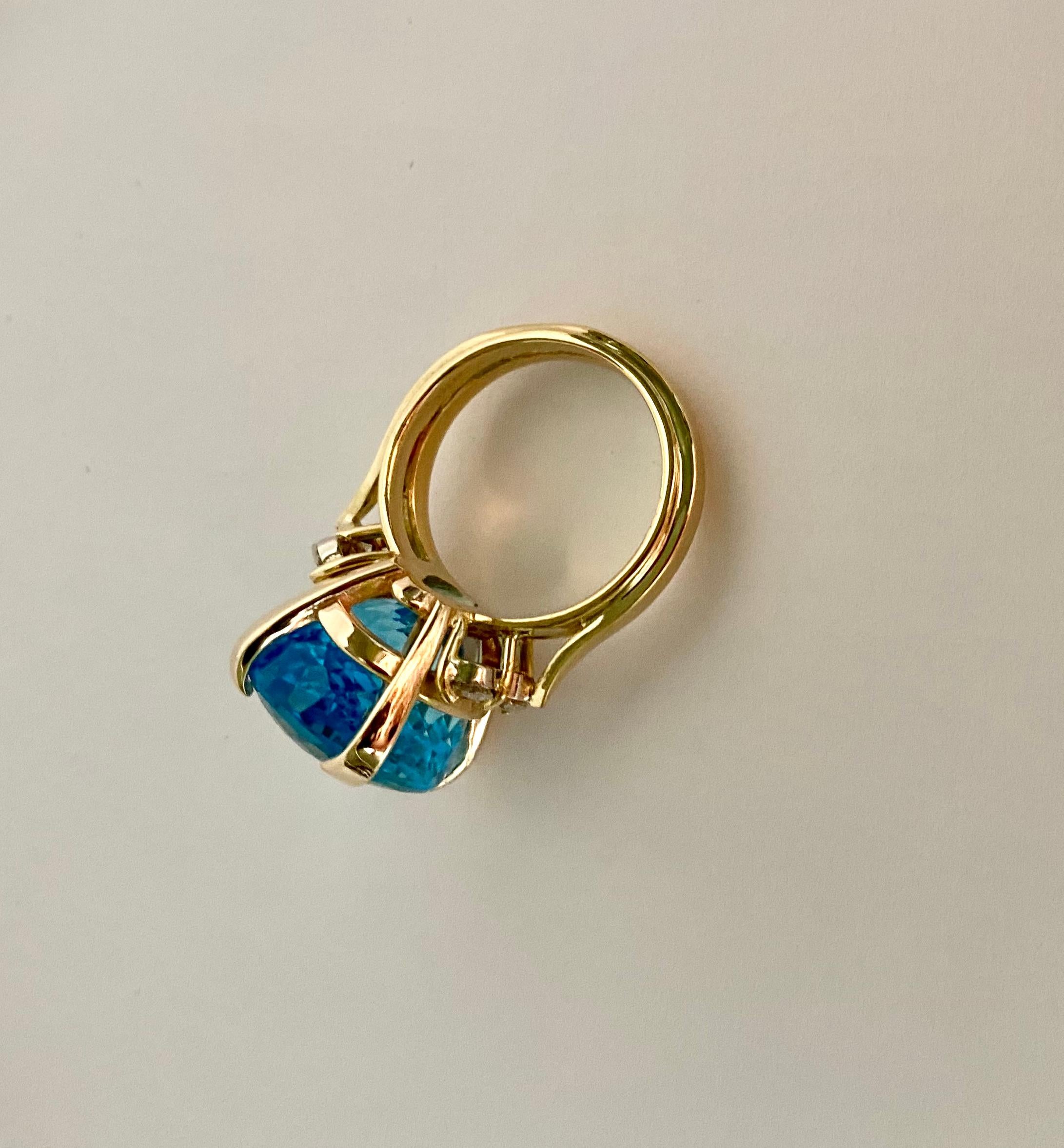 Michael Kneebone Blue Topaz Diamond Cocktail Ring For Sale 1