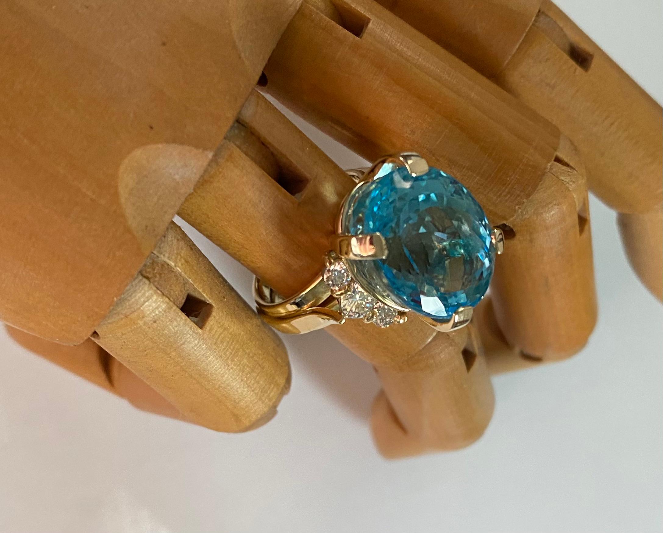 Michael Kneebone Blue Topaz Diamond Cocktail Ring For Sale 2