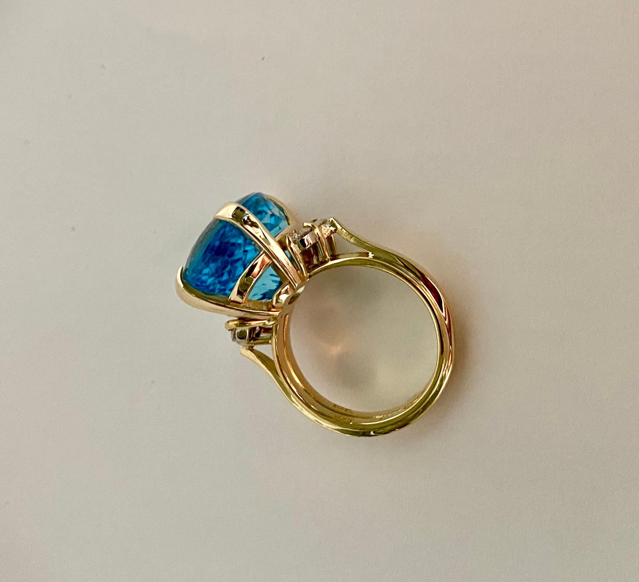 Michael Kneebone Blue Topaz Diamond Cocktail Ring For Sale 3