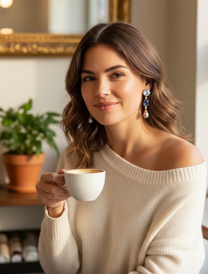 Taille mixte Michael Kneebone - Boucles d'oreilles pendantes en topaze bleue, diamant et perle en vente