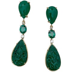 Michael Kneebone Orecchini pendenti in agata del Botswana con diamante e topazio verde e onice verde