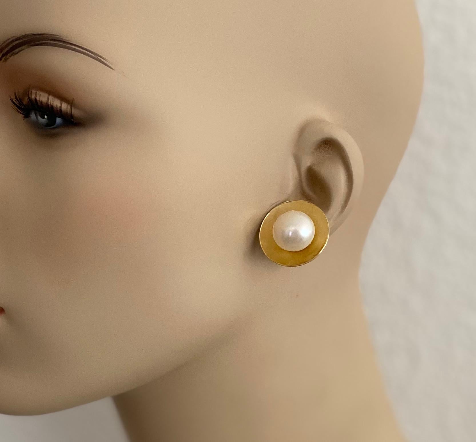 Michael Knöchelknopf Perle 18k Gelbgold Ohrringe 4