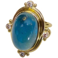Michael Kneebone Cabochon Aquamarine Diamond Ring