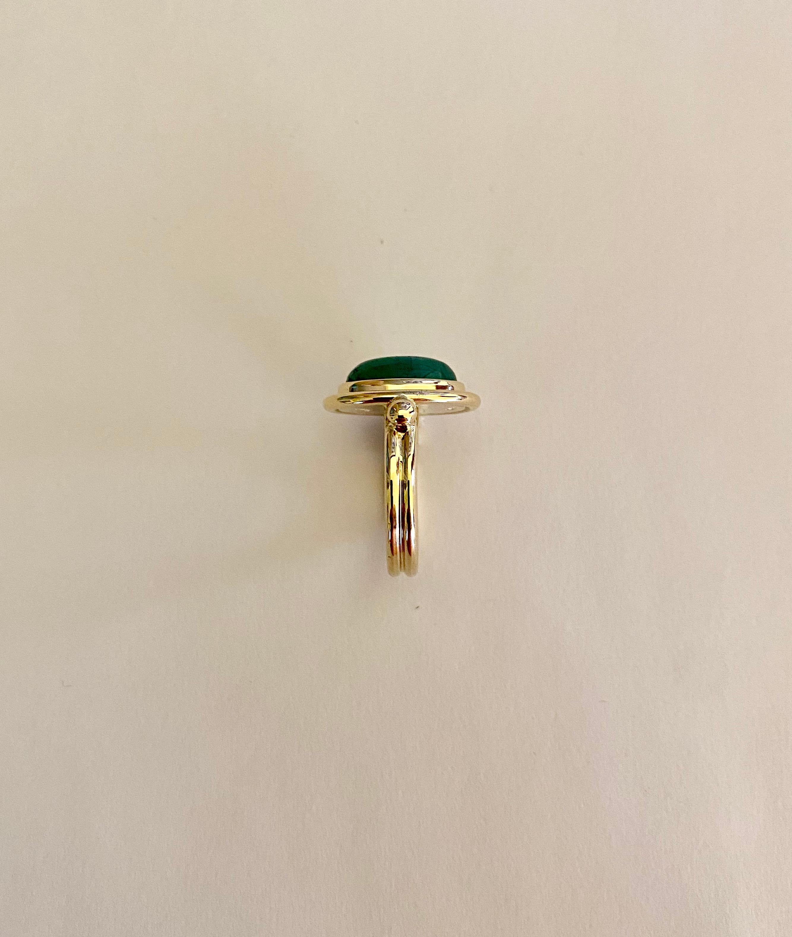 Michael Kneebone Cabochon Emerald 18k Gold Archaic Style Ring 3
