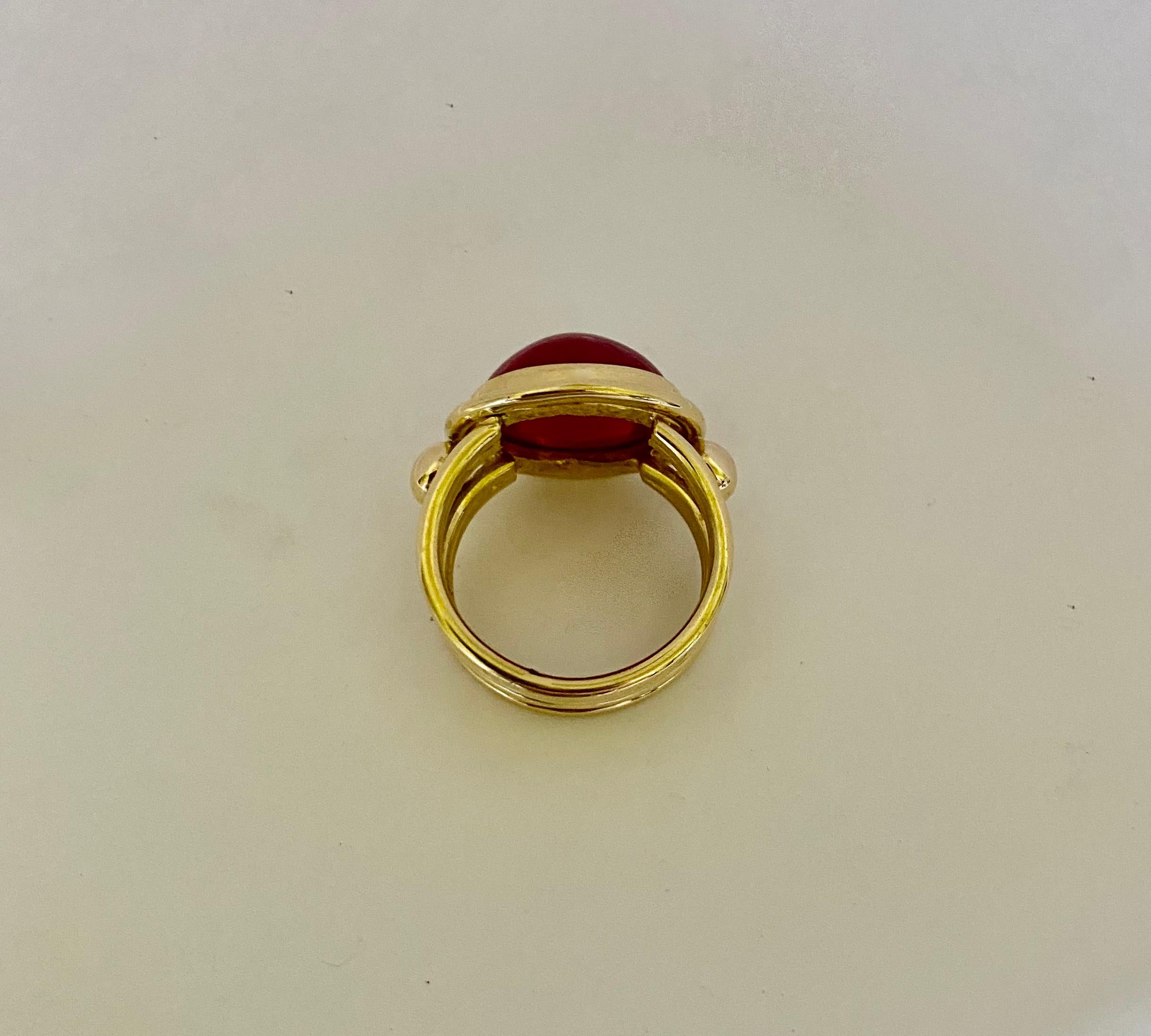 Michael Kneebone Cabochon Ruby 18k Gold Archaic Style Ring  5