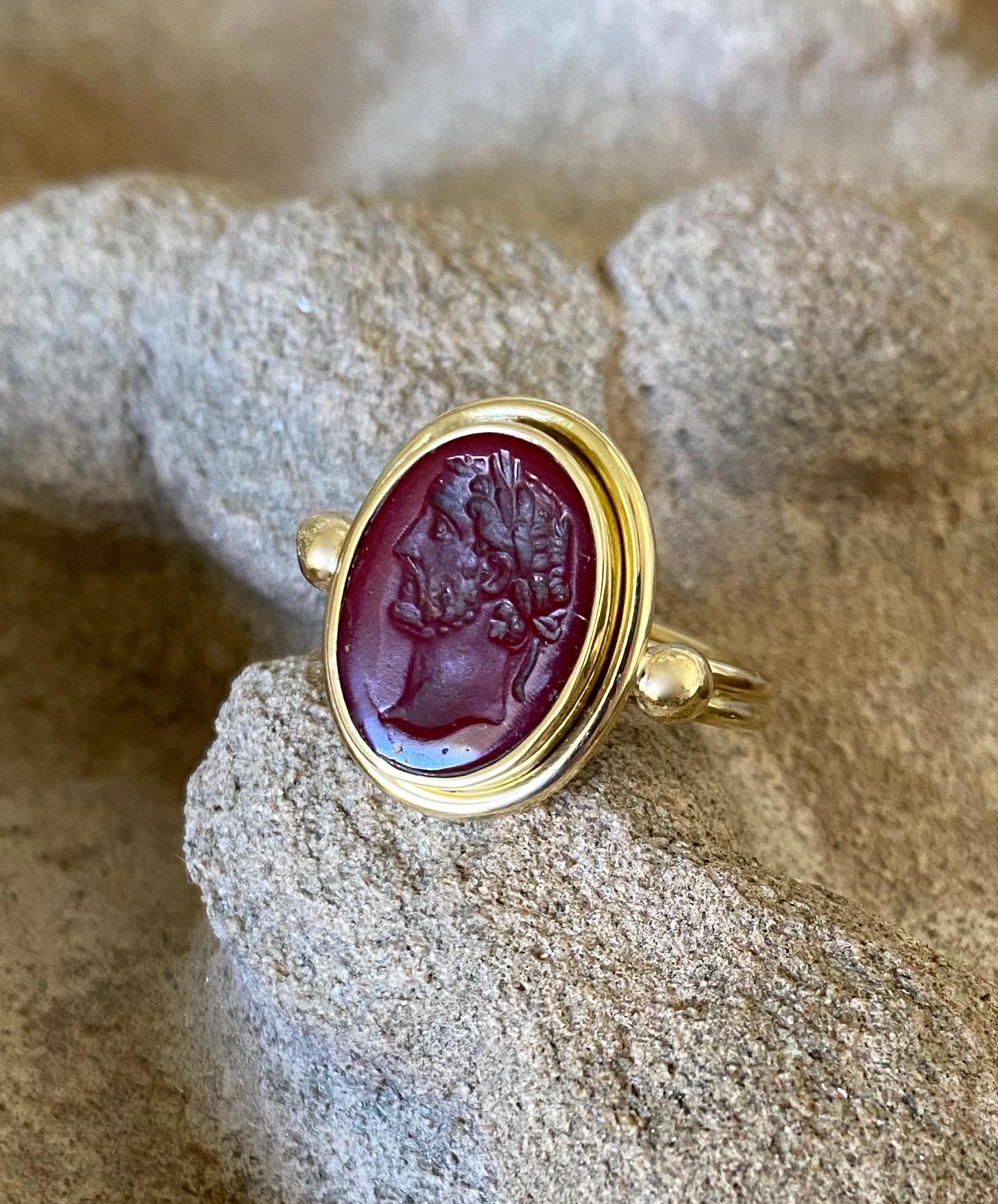 Women's or Men's Michael Kneebone Carnelian Intaglio Archaic Style Ring