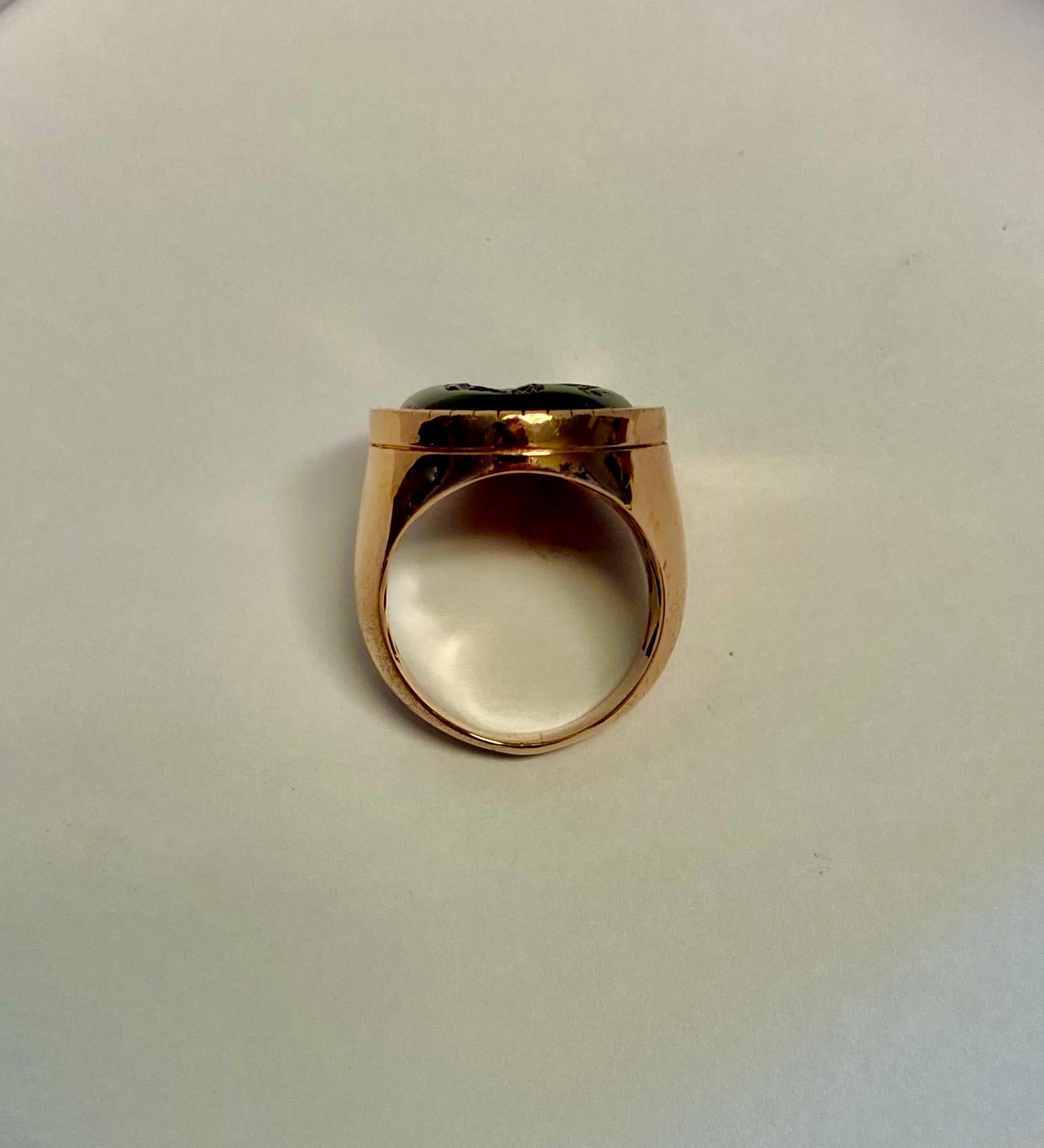 Michael Kneebone Carved Agate Intaglio Rose Gold Gypsy Ring For Sale 2