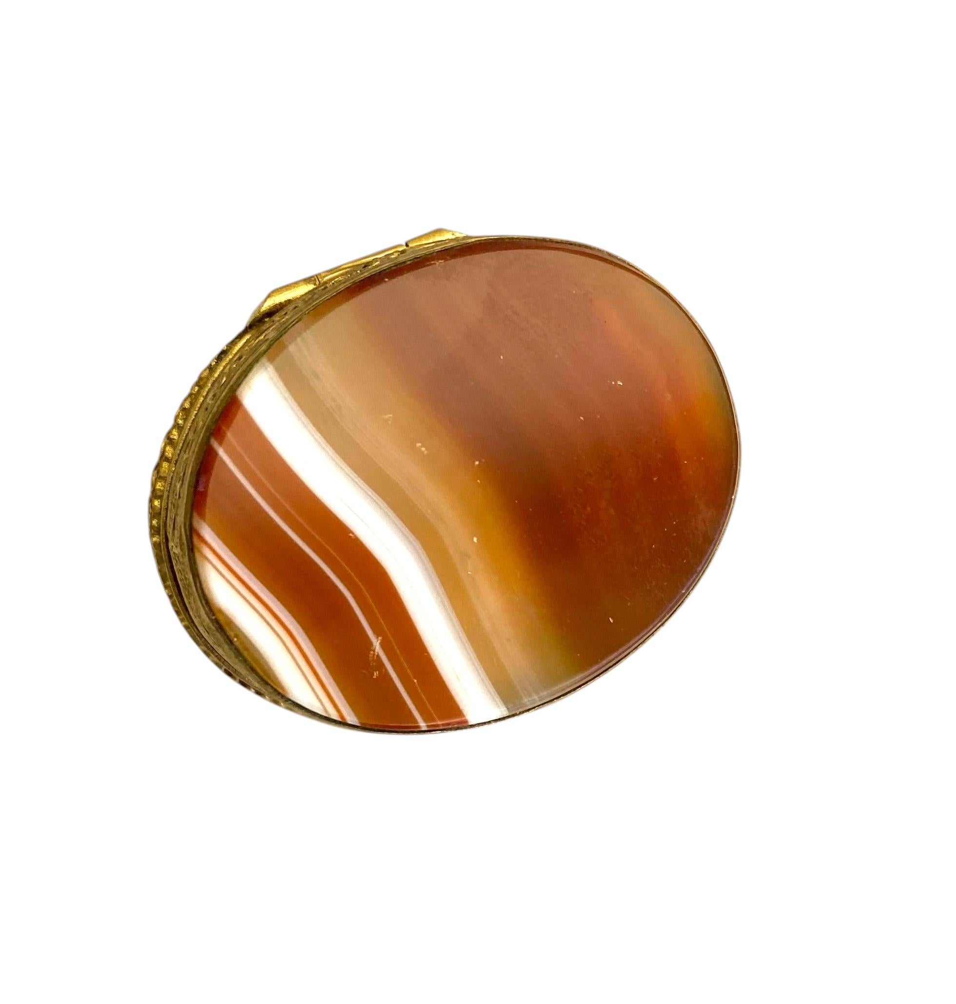 Mixed Cut Michael Kneebone Carved Amethyst Scarab Banded Agate Gilt Bronze Gold Ring Box For Sale