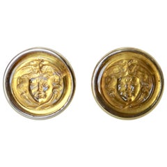 Michael Kneebone Carved Citrine Medusa Head 18 Karat Gold Cuff Links