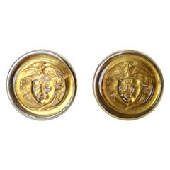 Michael Kneebone Carved Citrine Medusa Head 18 Karat Gold Cuff Links