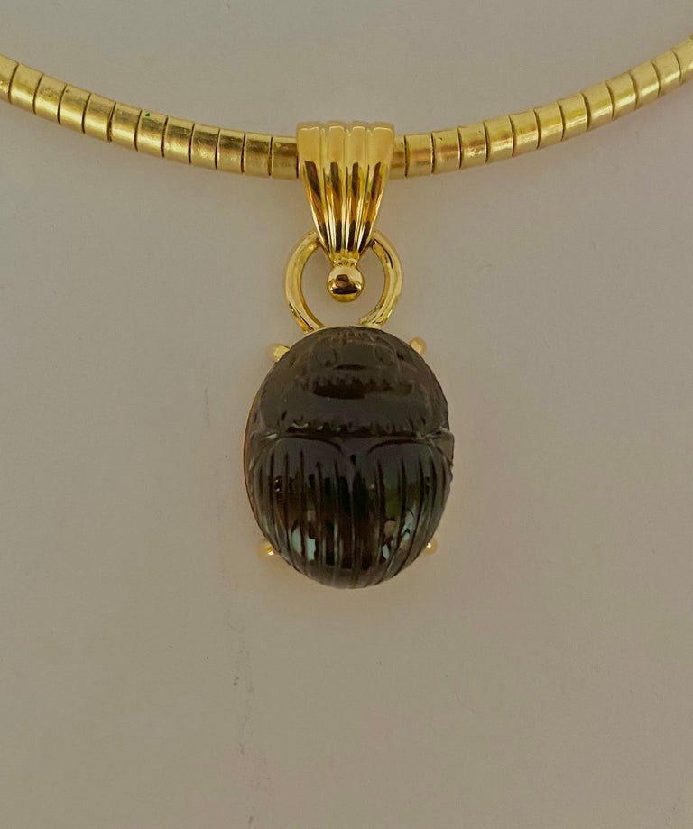 Michael Kneebone Carved Smokey Quartz Scarab Pendant For Sale at 1stDibs