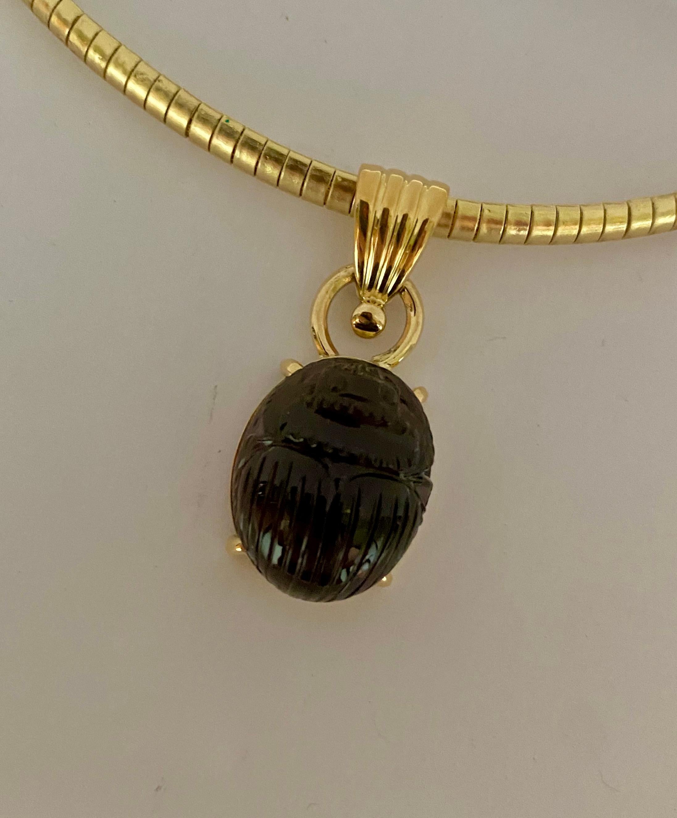 Michael Kneebone Carved Smokey Quartz Scarab Pendant For Sale 2