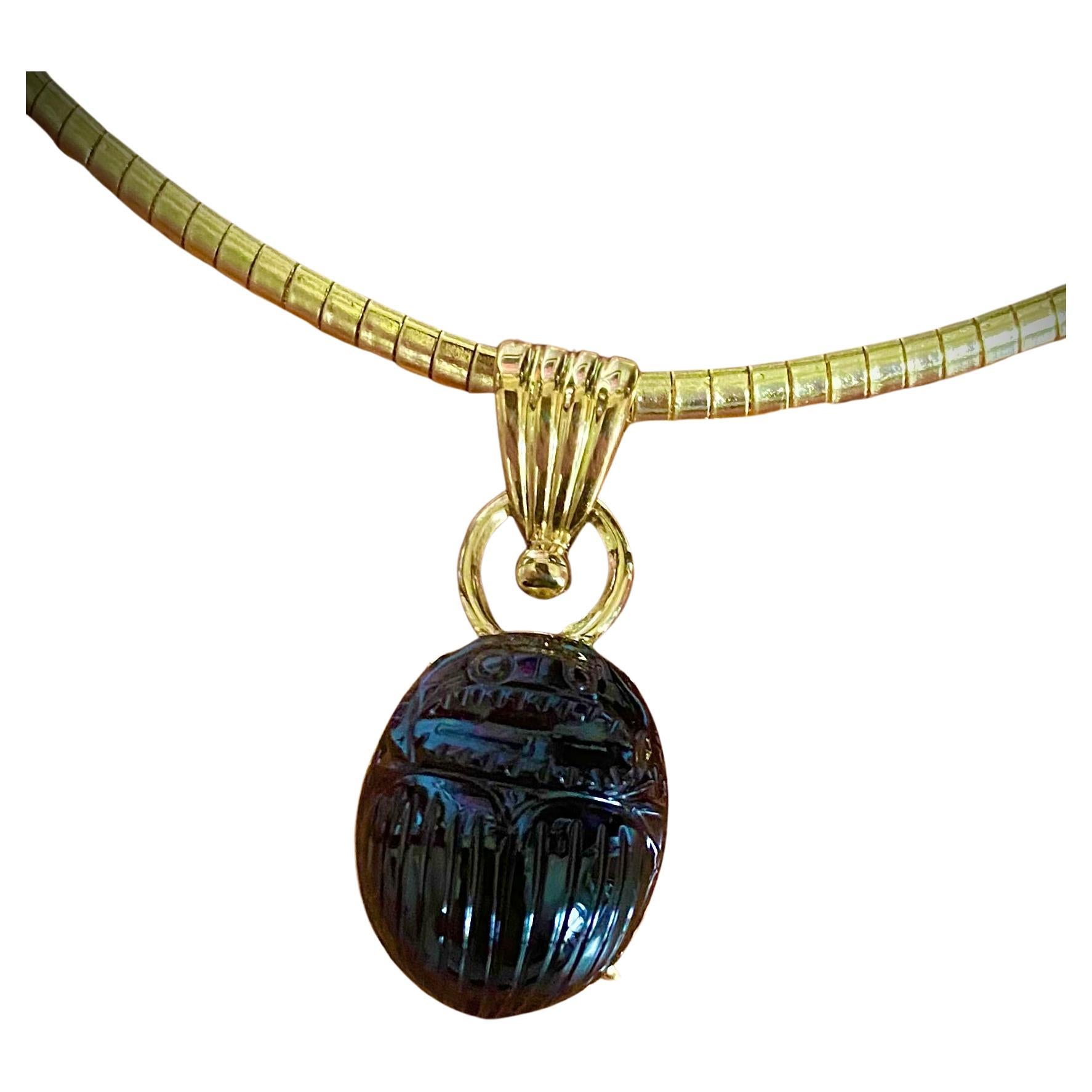 Michael Kneebone Carved Smokey Quartz Scarab Pendant