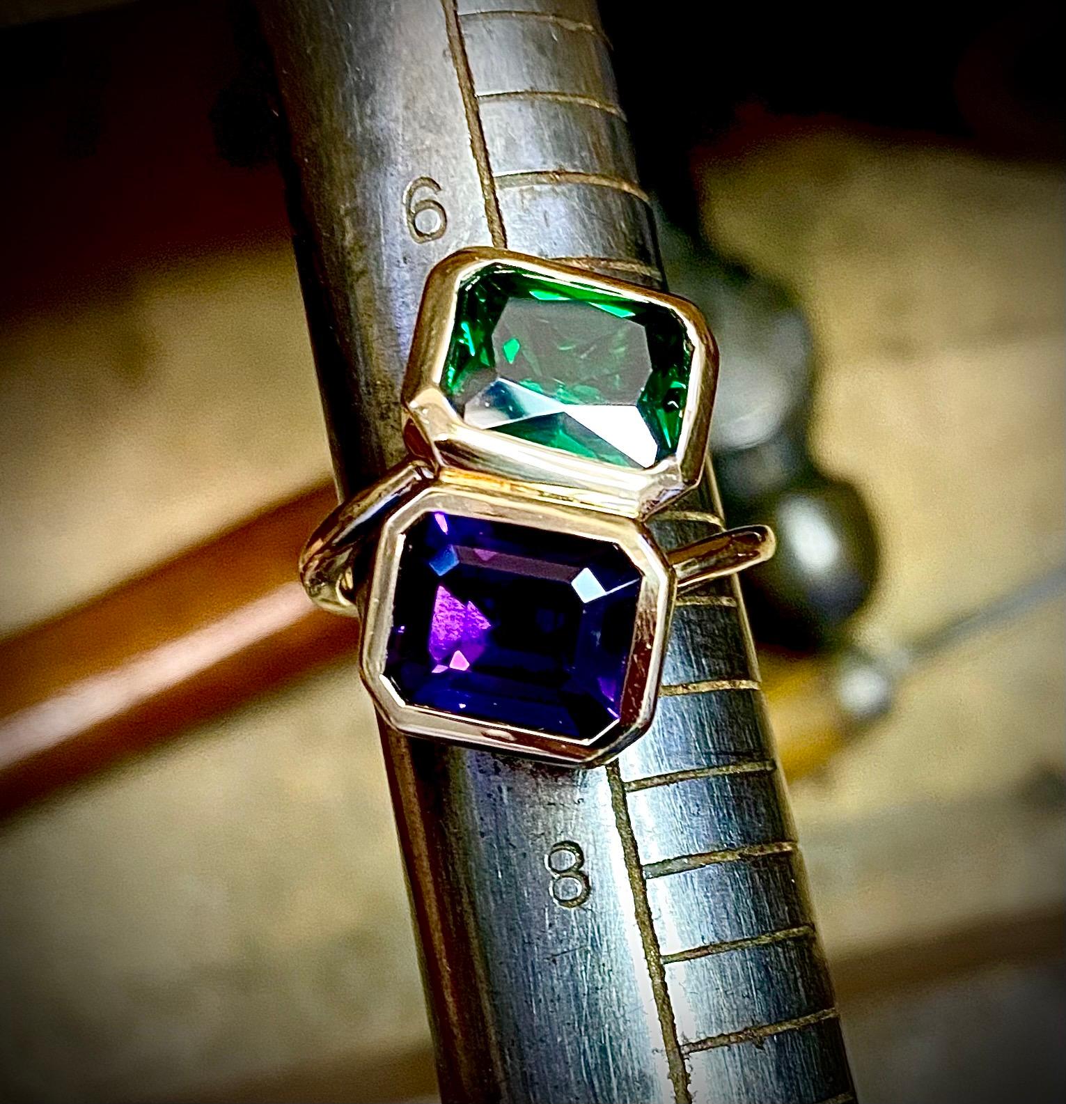 purple and green stone ring