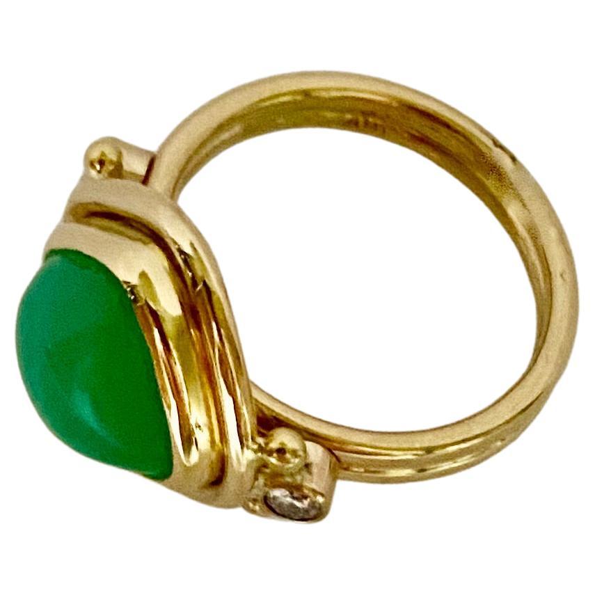 Michael Kneebone Chrysoprase Diamond Archaic Style Ring