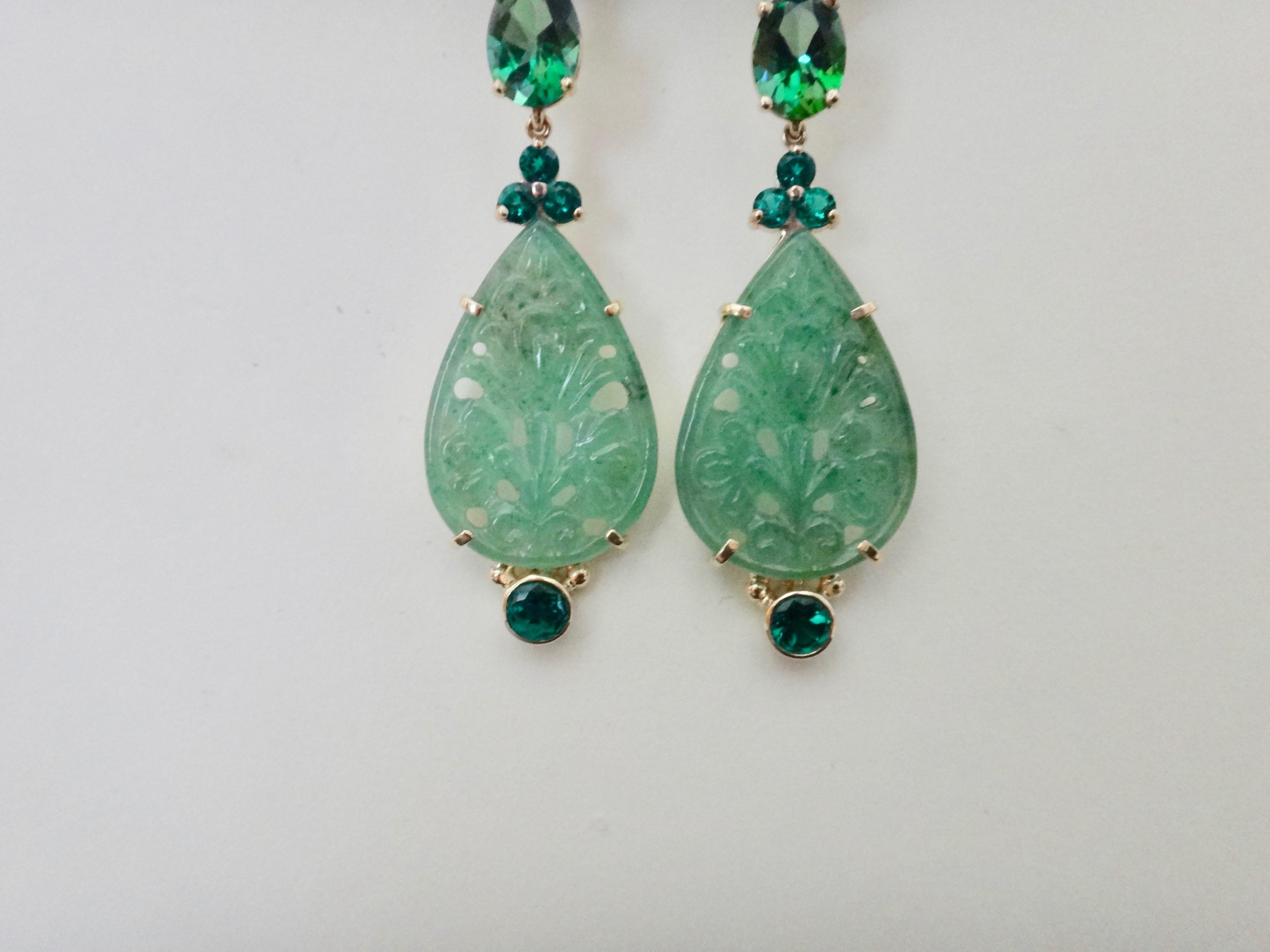 Women's Michael Kneebone Chrysoprase Green Topaz Diopside Jadeite Dangle Earrings