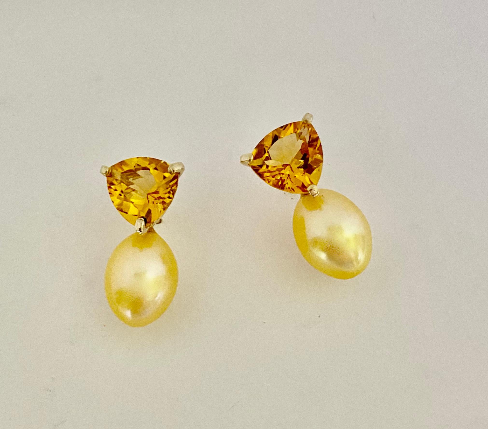 citrine and pearl earrings