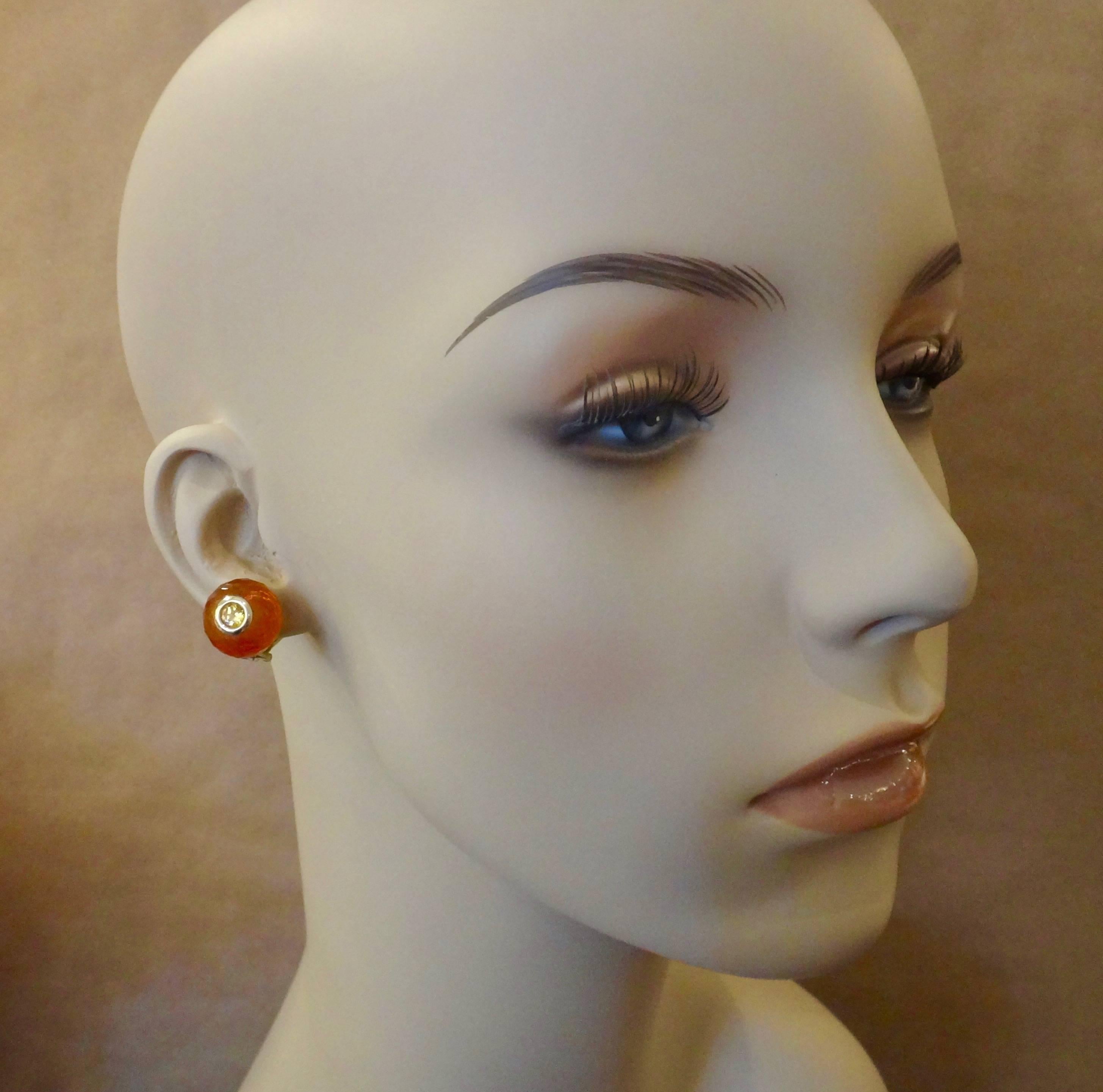 Contemporary Michael Kneebone Citrine Rondelle Yellow Sapphire 18k Gold Stud Earrings