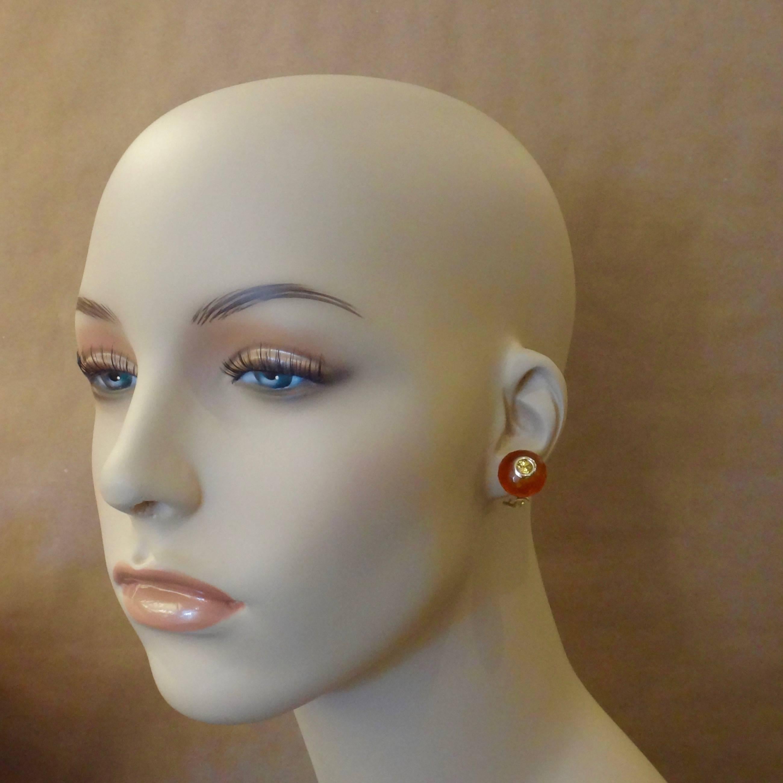 Michael Kneebone Citrine Rondelle Yellow Sapphire 18k Gold Stud Earrings 2
