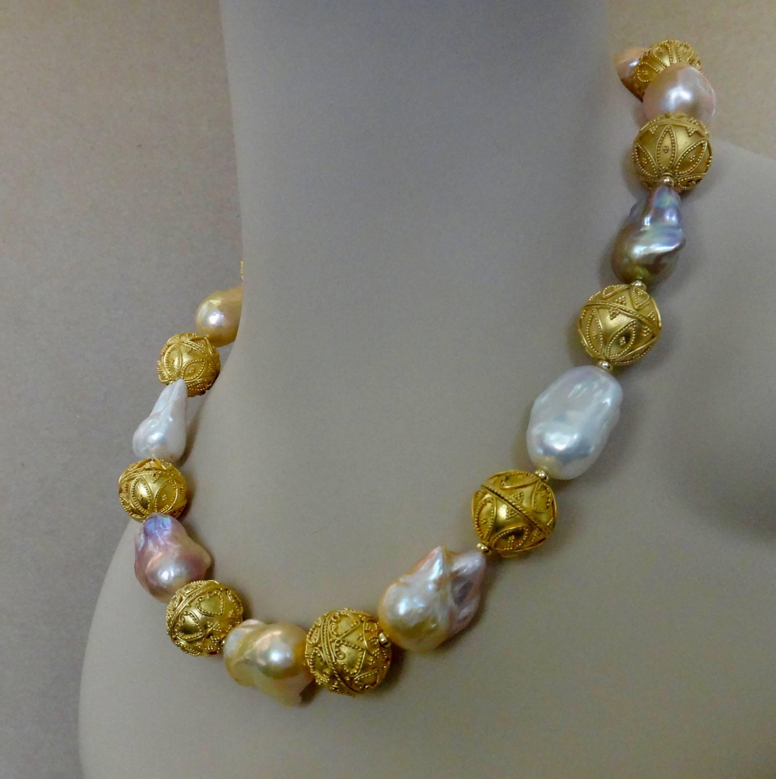 Michael Kneebone Cloud Pearl Granulated Bali Bead Necklace 1