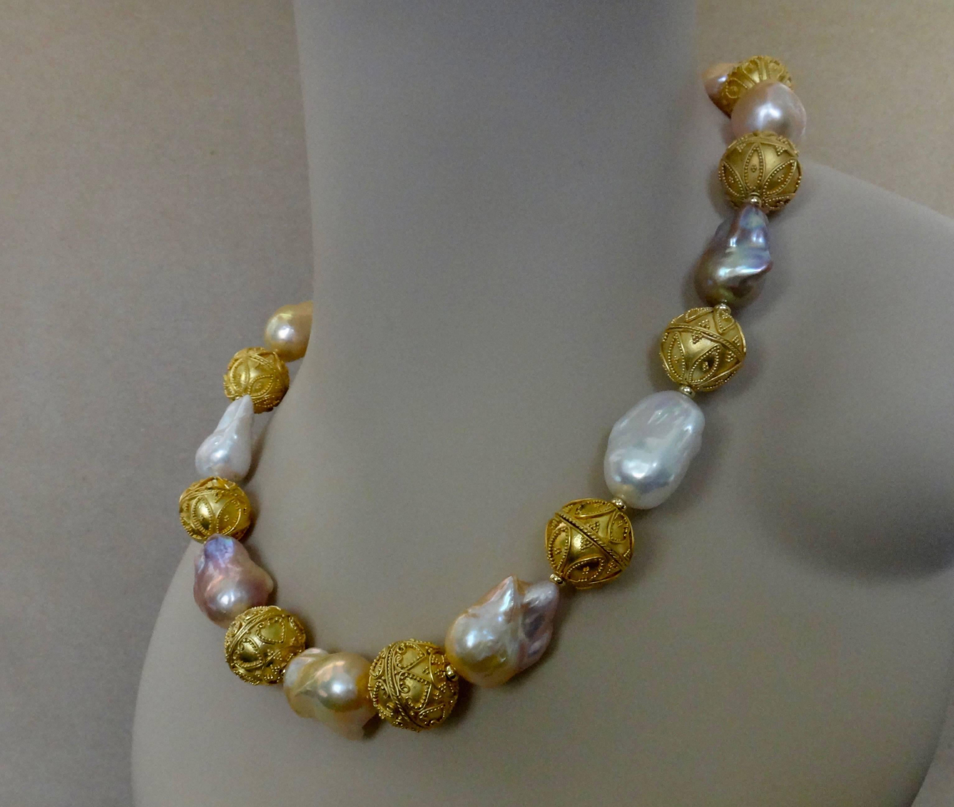 Michael Kneebone Cloud Pearl Granulated Bali Bead Necklace 2