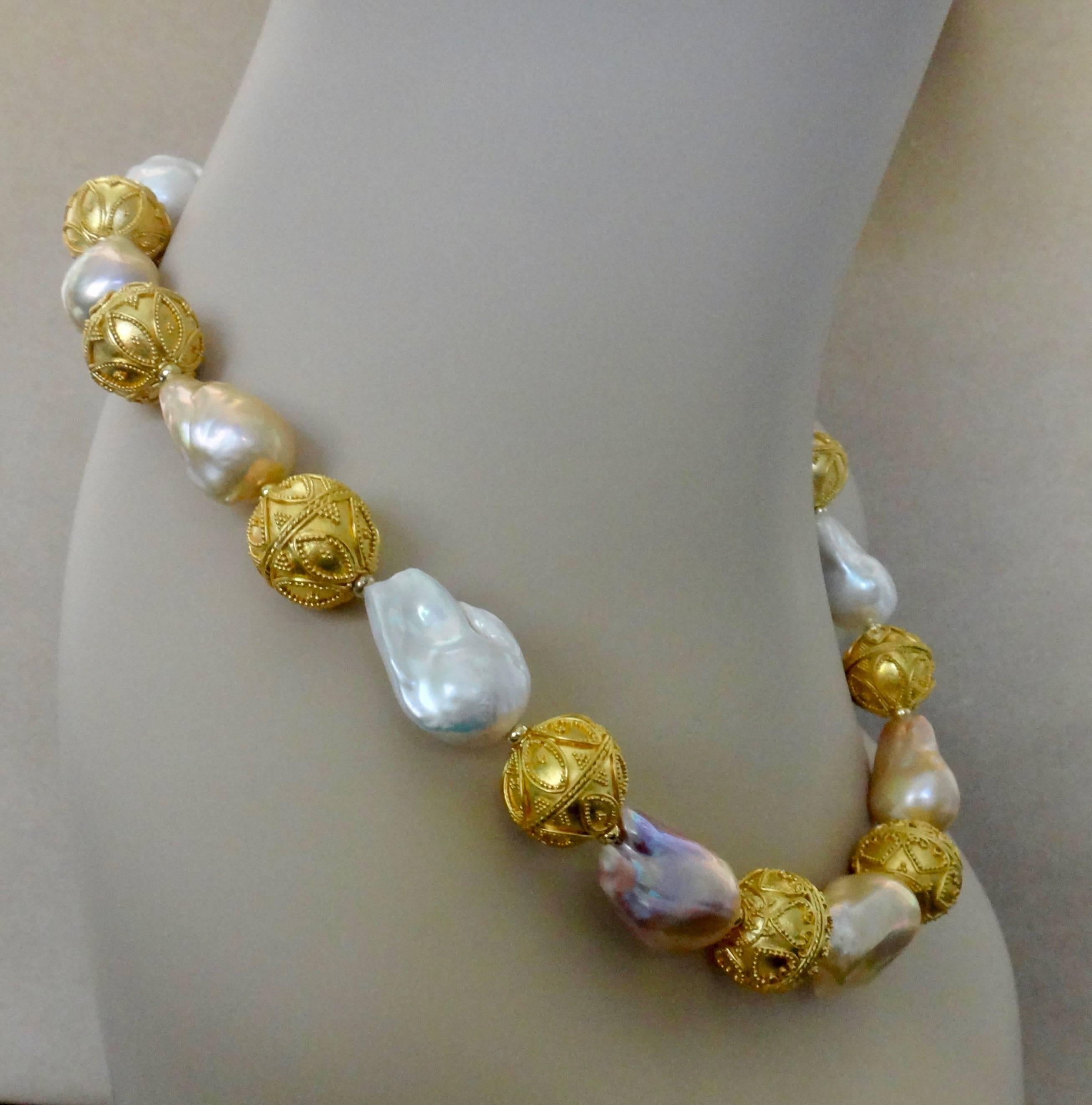 Michael Kneebone Cloud Pearl Granulated Bali Bead Necklace 3