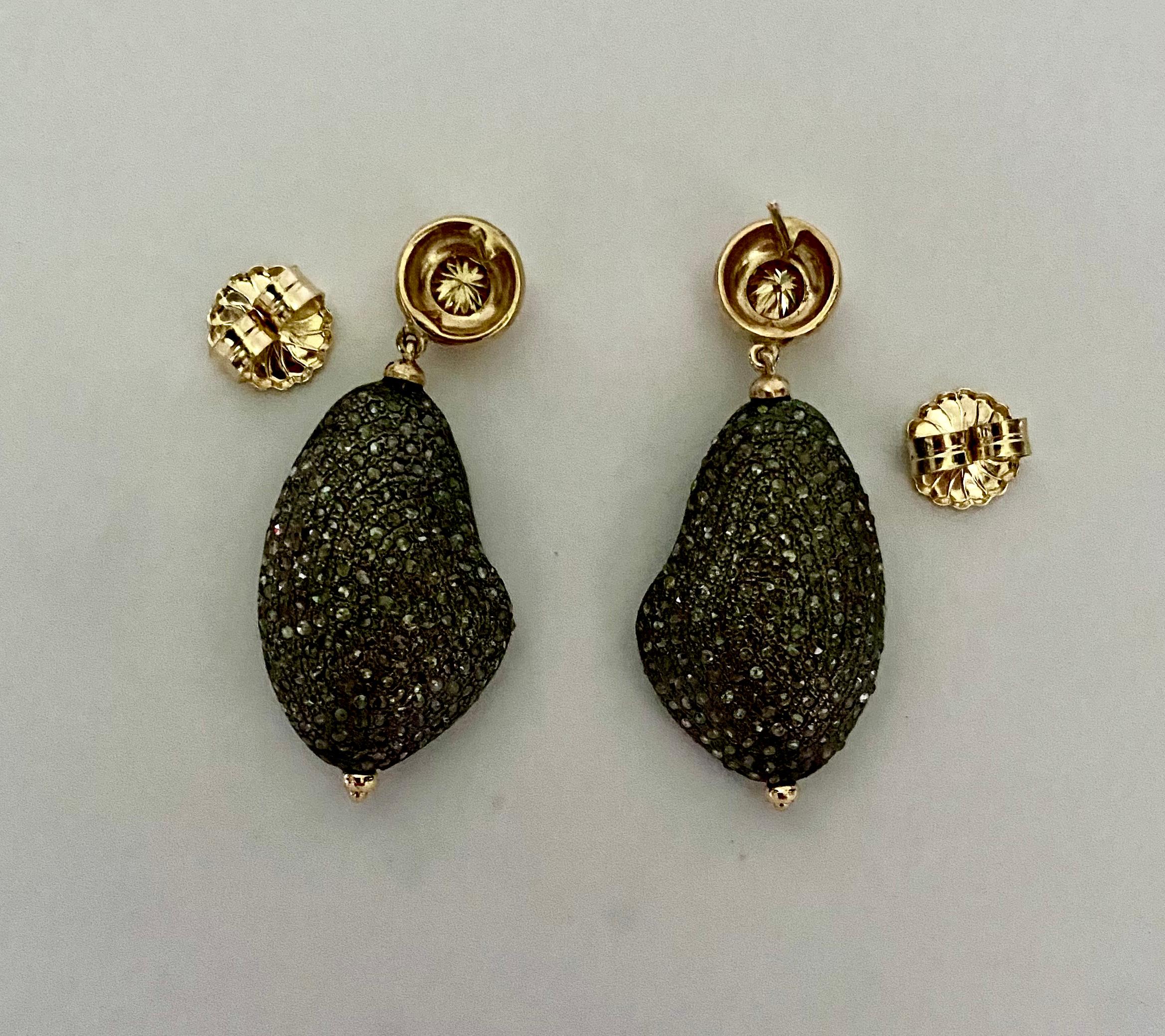 Michael Kneebone Cognac Diamant Pave Diamant Kieselsteinen-Ohrringe im Angebot 4