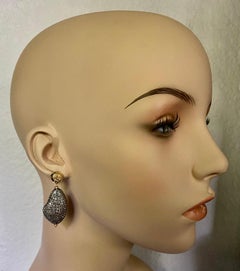 Michael Kneebone Cognac Diamond Pave Diamond Pebble Dangle Earrings