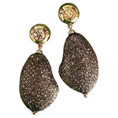 Michael Kneebone Cognac Diamond Pave Diamond Pebble Dangle Earrings
