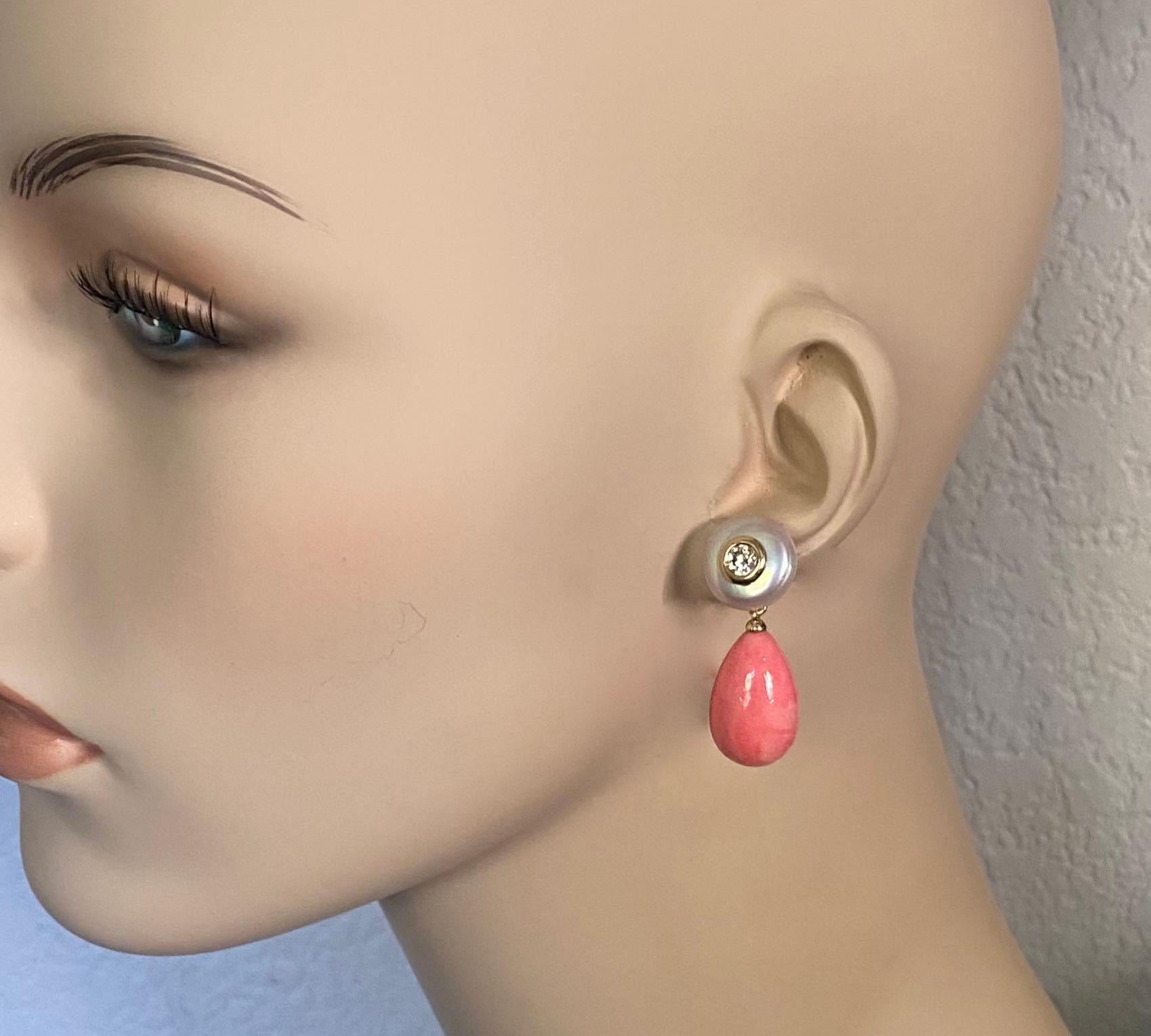 Michael Kneebone Coin Pearl Diamond Queen Conch Shell Dangle Earrings 4