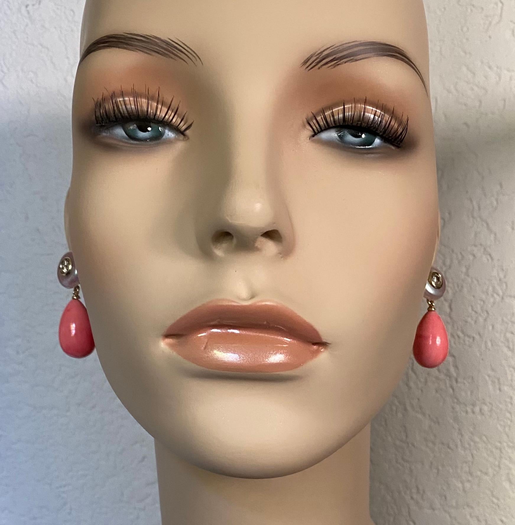 Women's Michael Kneebone Coin Pearl Diamond Queen Conch Shell Dangle Earrings