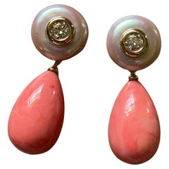 Michael Kneebone Coin Pearl Diamond Queen Conch Shell Pendants d'oreilles