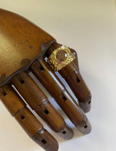 Michael Kneebone Dravite Tourmaline 18k Yellow Gold Petroglyph Band Ring