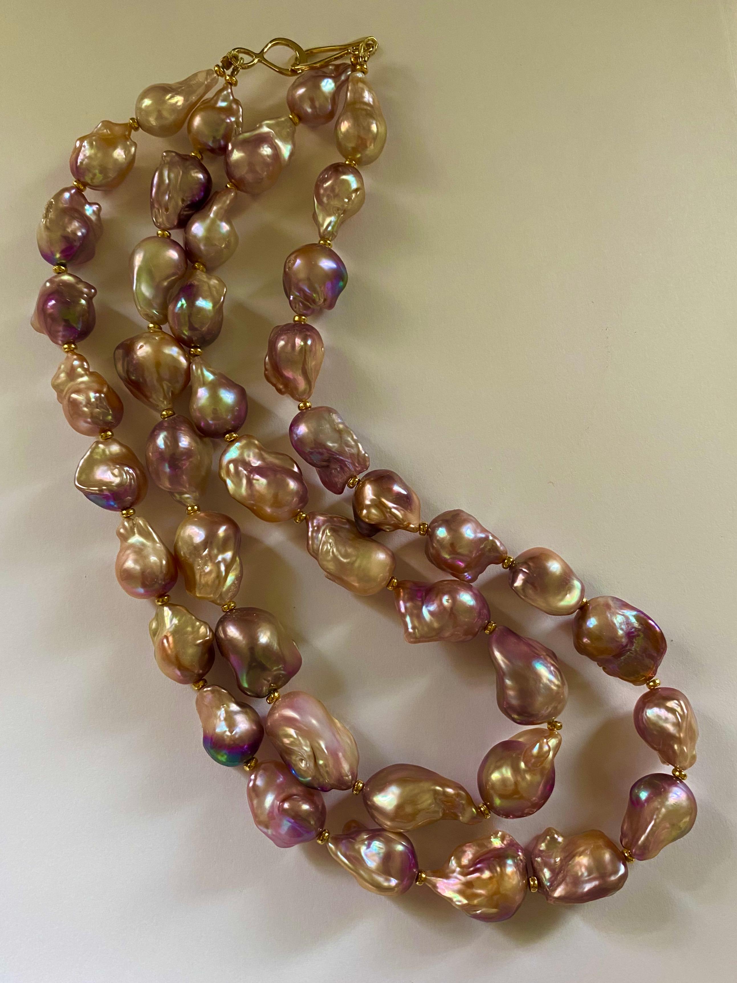 Michael Kneebone Earth Tone Baroque Pearl Double Strand Necklace For Sale 4