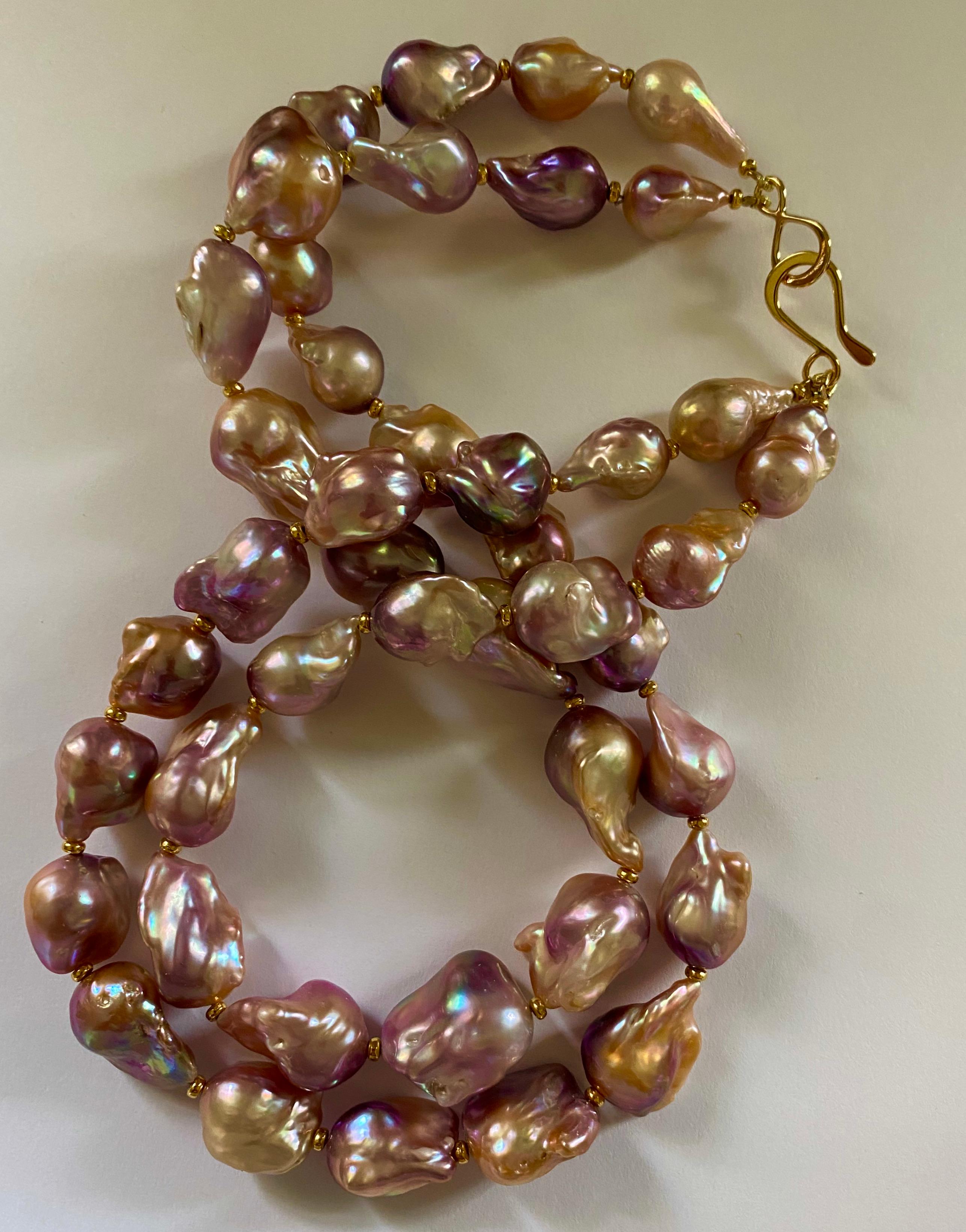 Contemporary Michael Kneebone Earth Tone Baroque Pearl Double Strand Necklace For Sale