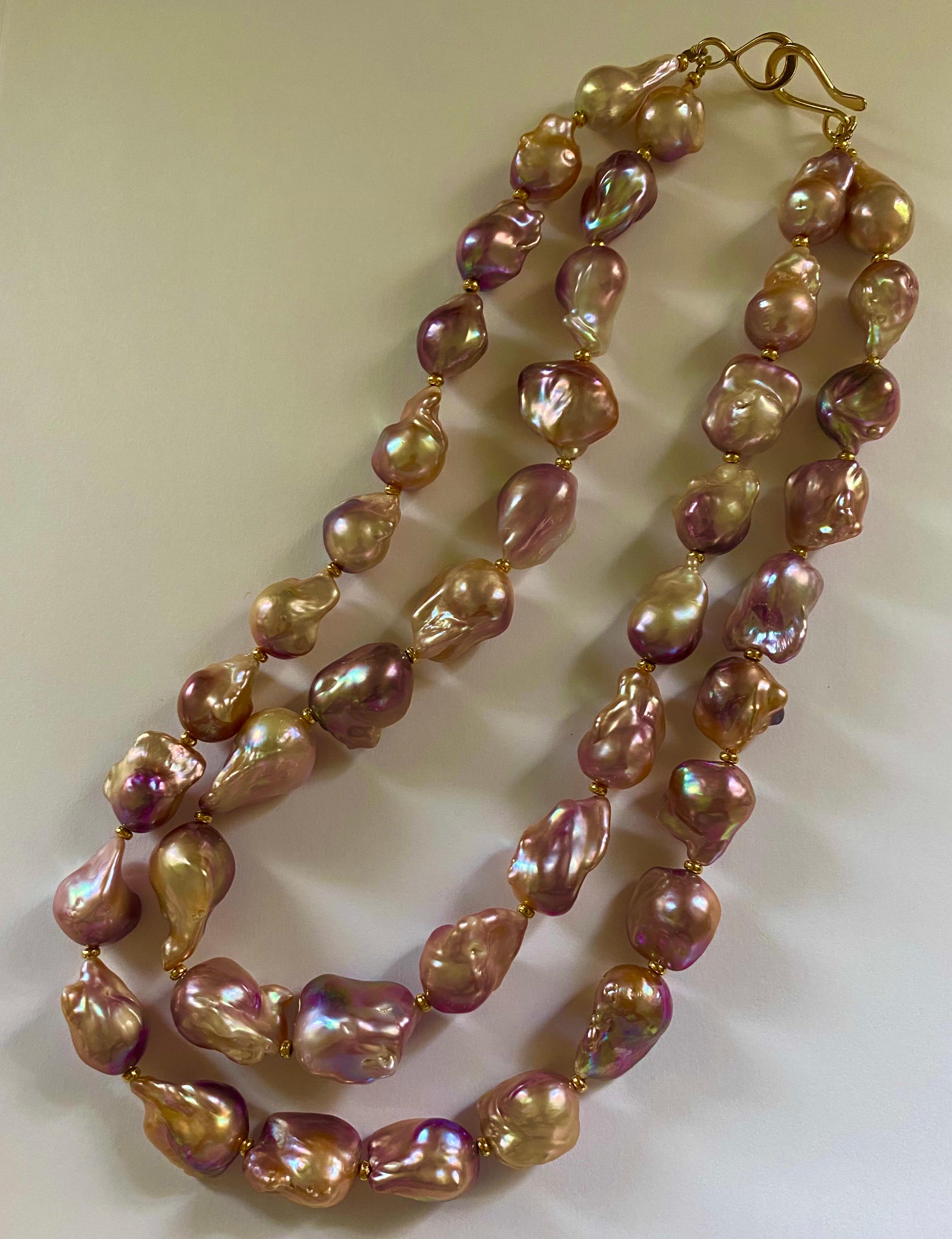 Women's Michael Kneebone Earth Tone Baroque Pearl Double Strand Necklace For Sale