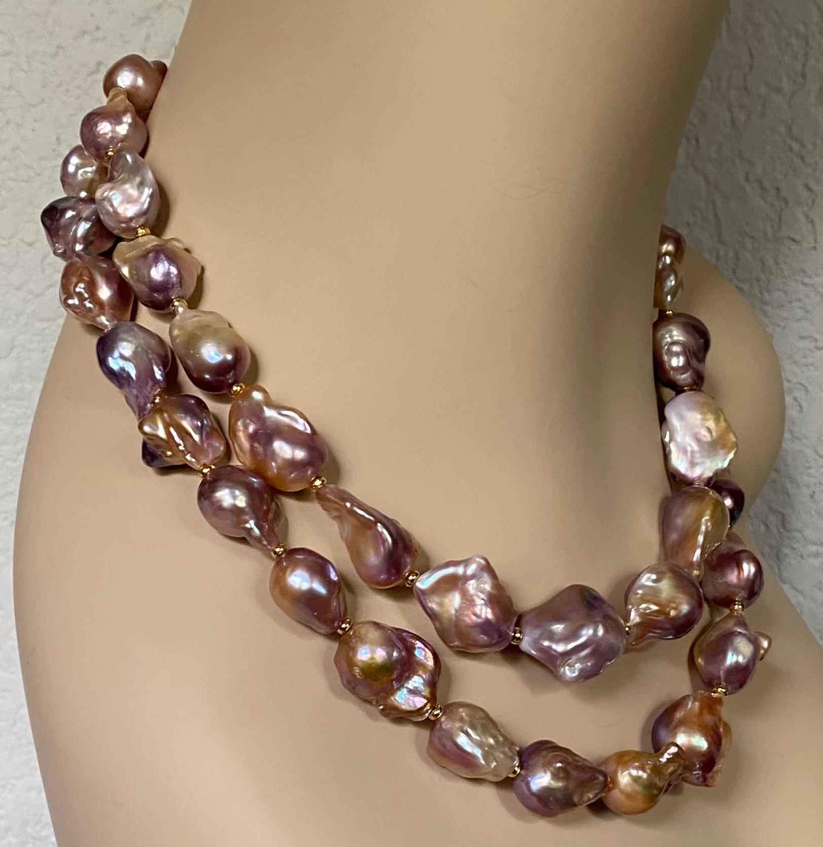 Michael Kneebone Earth Tone Baroque Pearl Double Strand Necklace For Sale 1